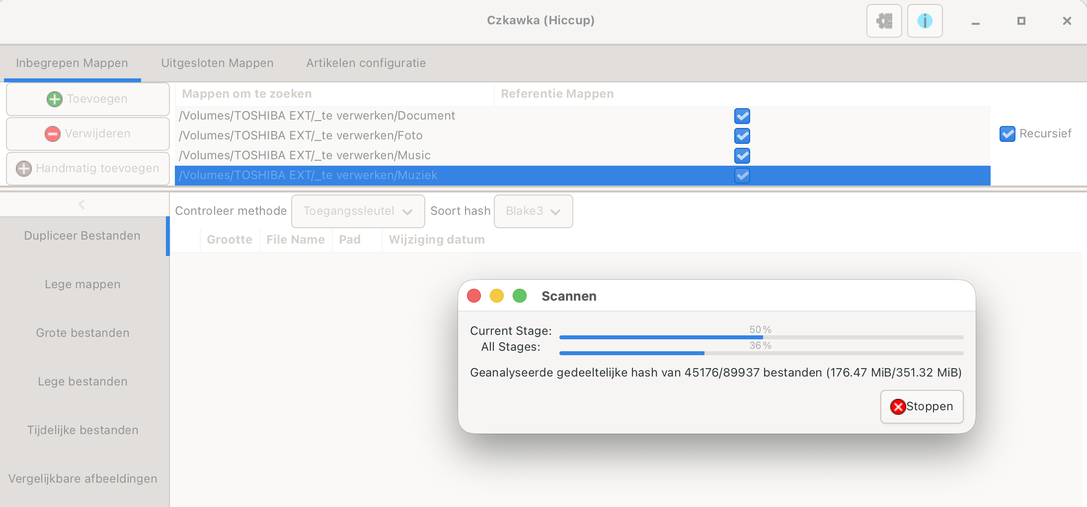 Czkawka bezig met scannen
