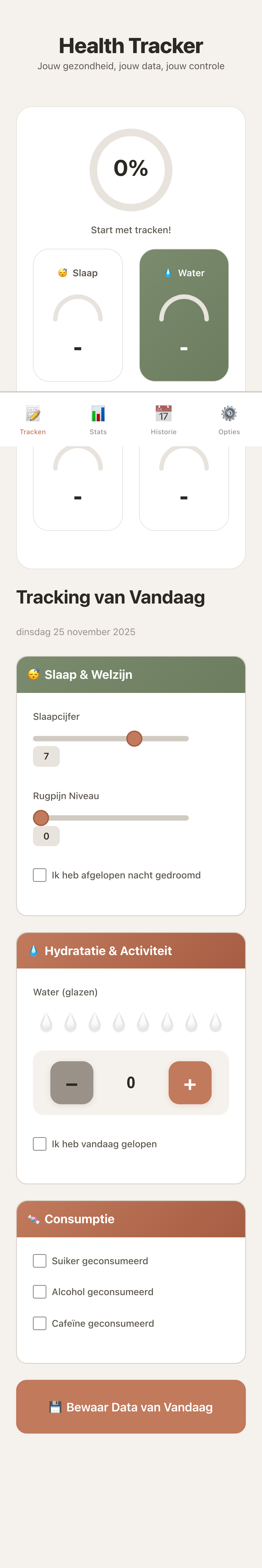 Homepage met health score