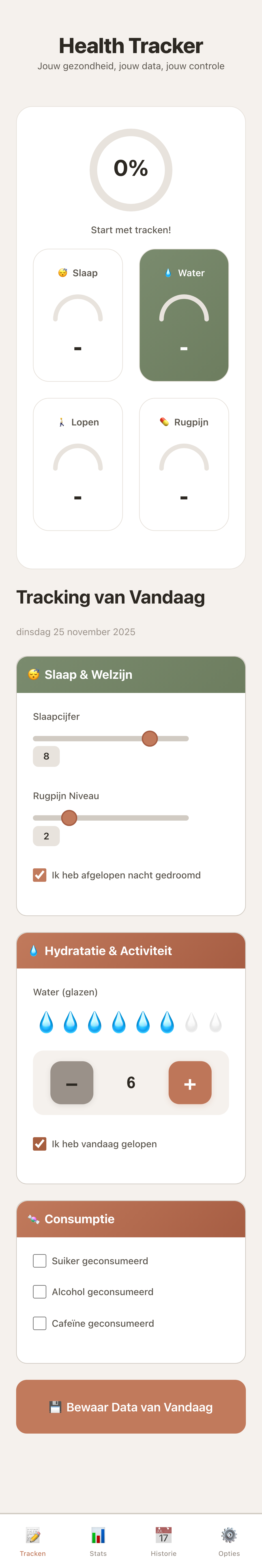 Ingevuld tracking formulier